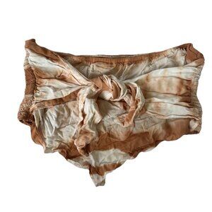 Aerie Tan White Tie Dye Bandeau Knotted Tie Crop Top Xl